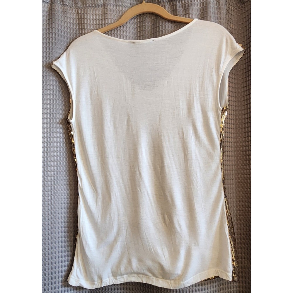 The Limited Womens Gold Sequin V-Neck Sleeveless Top White Mixed Media Size -Med - Picture 2 of 8